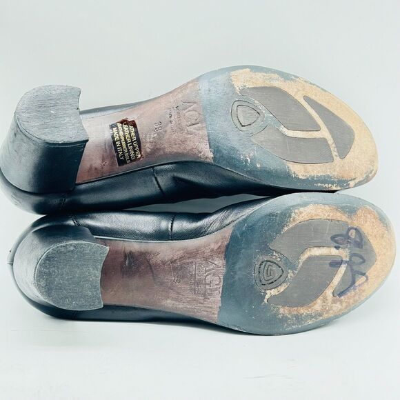 AGL Shoes Womens EU 39 US 9 Black Leather Heels Cap Toe Pumps Attilo Giusti - Picture 9 of 12